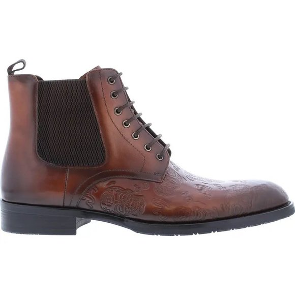 Robert Graham Hyperspace Skull Embossed Lace-Up Leather Boot in Cognac main image 4